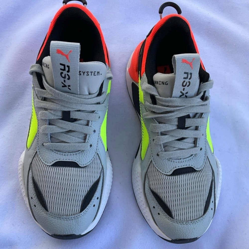 Puma Kids RS-X3 Gray and Neon Sneakers